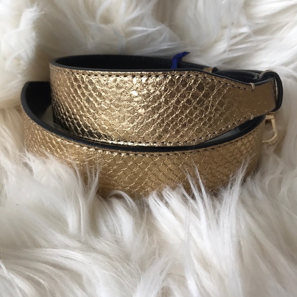NWT Michael Kors Gold Guitar Strap Snake embossed - Picture 3 of 8